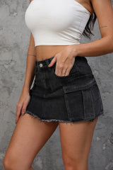 14" Length Mini Cargo Skirts-(Lunar Black)