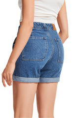 Women's Mid Rise Baggy Boyfriend Jeans-(Dark Blue)