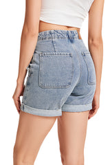 Women's Osaka Jean Shorts-(Light Blue)