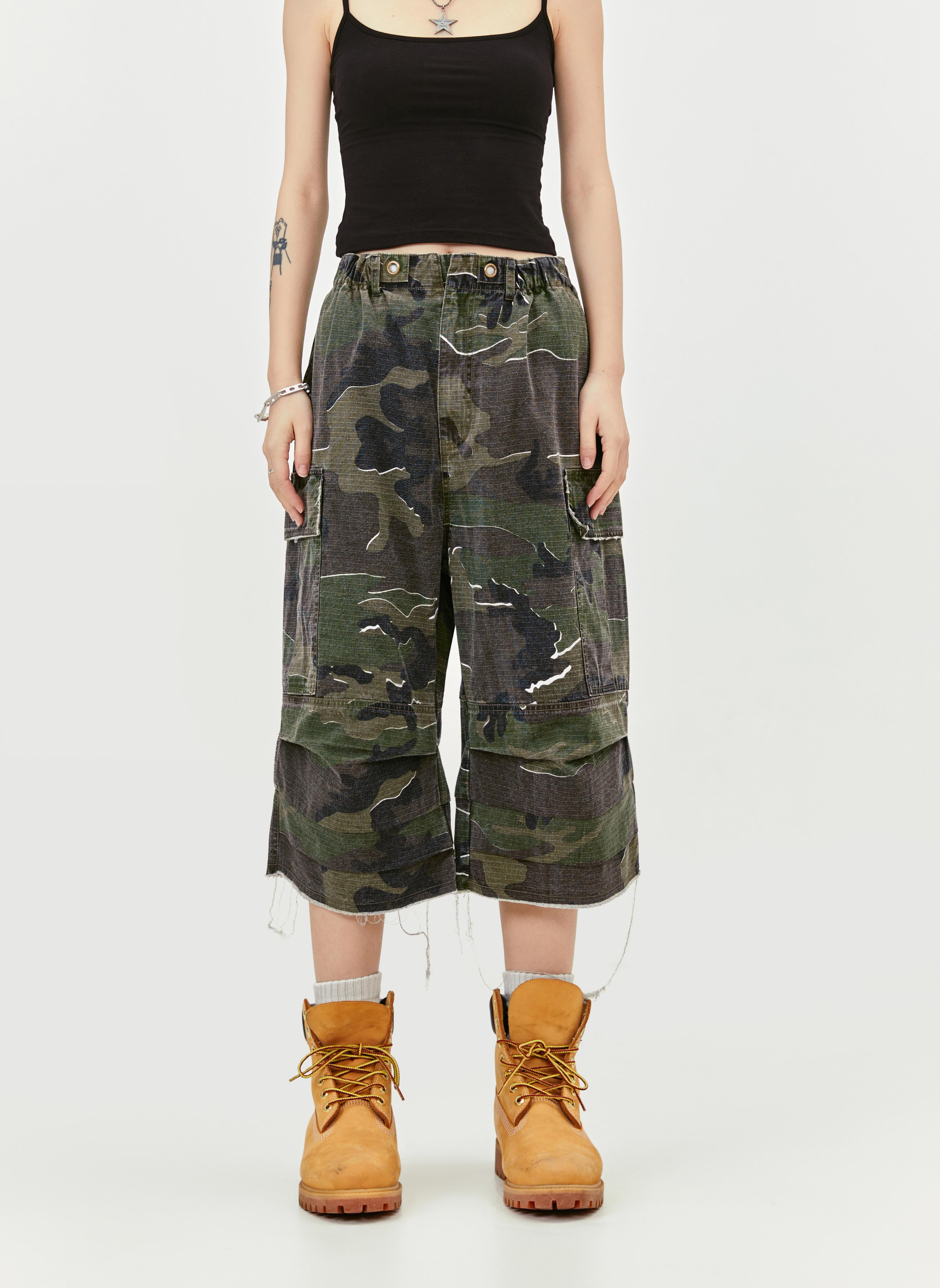 Women's High Waist Capri Jeans-(Camo)