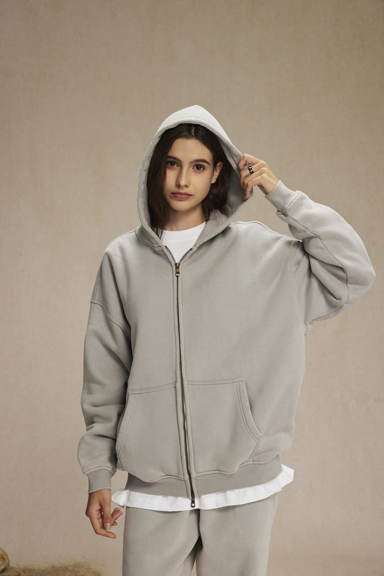 Unisex Washed Solid Zip-up Hoodies
