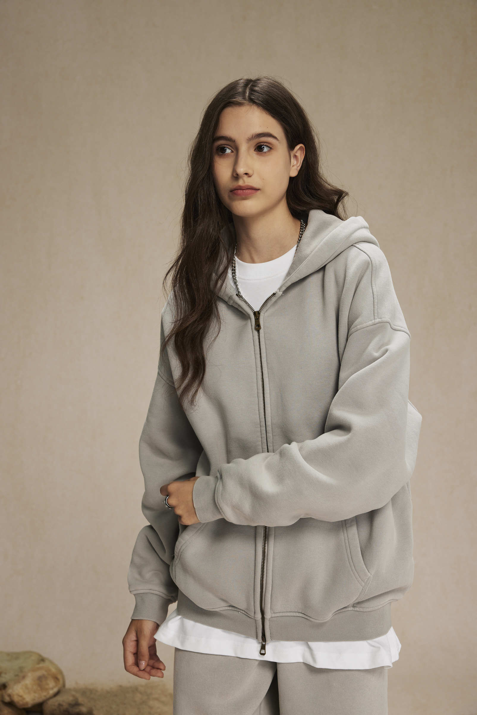 Unisex Washed Solid Zip-up Hoodies