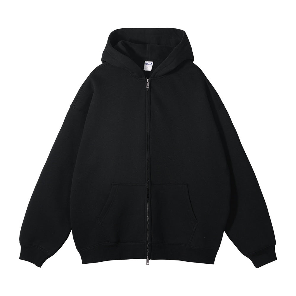 Unisex Solid Zip-up Hoodies