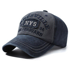 Washed Denim Embroidered Patch Baseball Hat