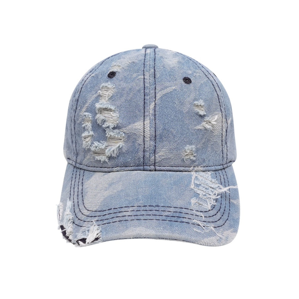Distressed Denim Baseball Cap