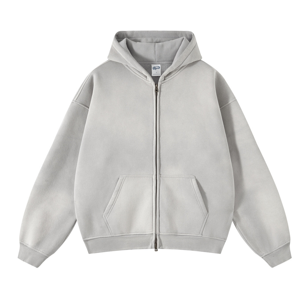 Unisex Washed Solid Zip-up Hoodies