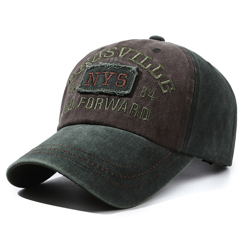 Washed Denim Embroidered Patch Baseball Hat
