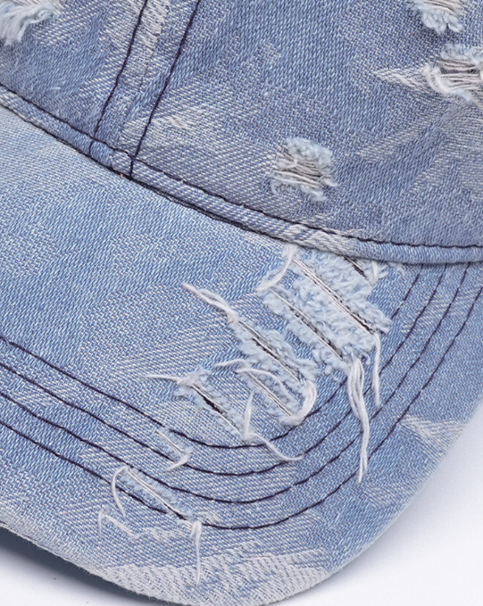 Distressed Denim Baseball Cap