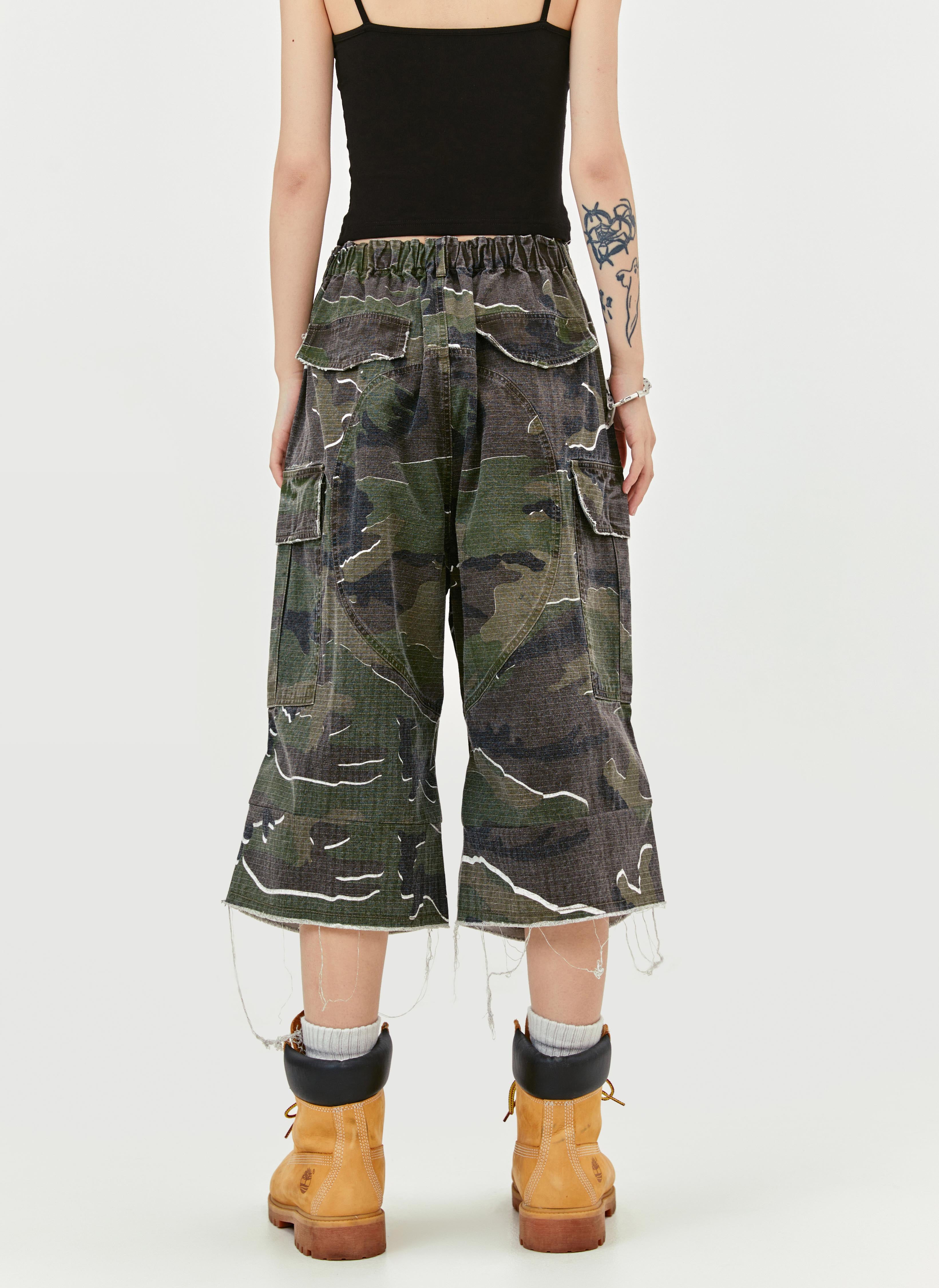 Women's High Waist Capri Jeans-(Camo)