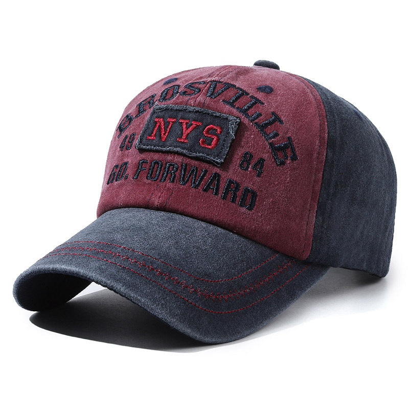 Washed Denim Embroidered Patch Baseball Hat