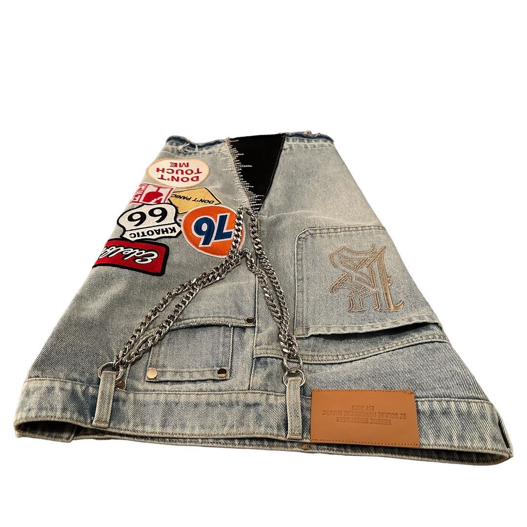 Unisex Patch Logo Denim Jeans