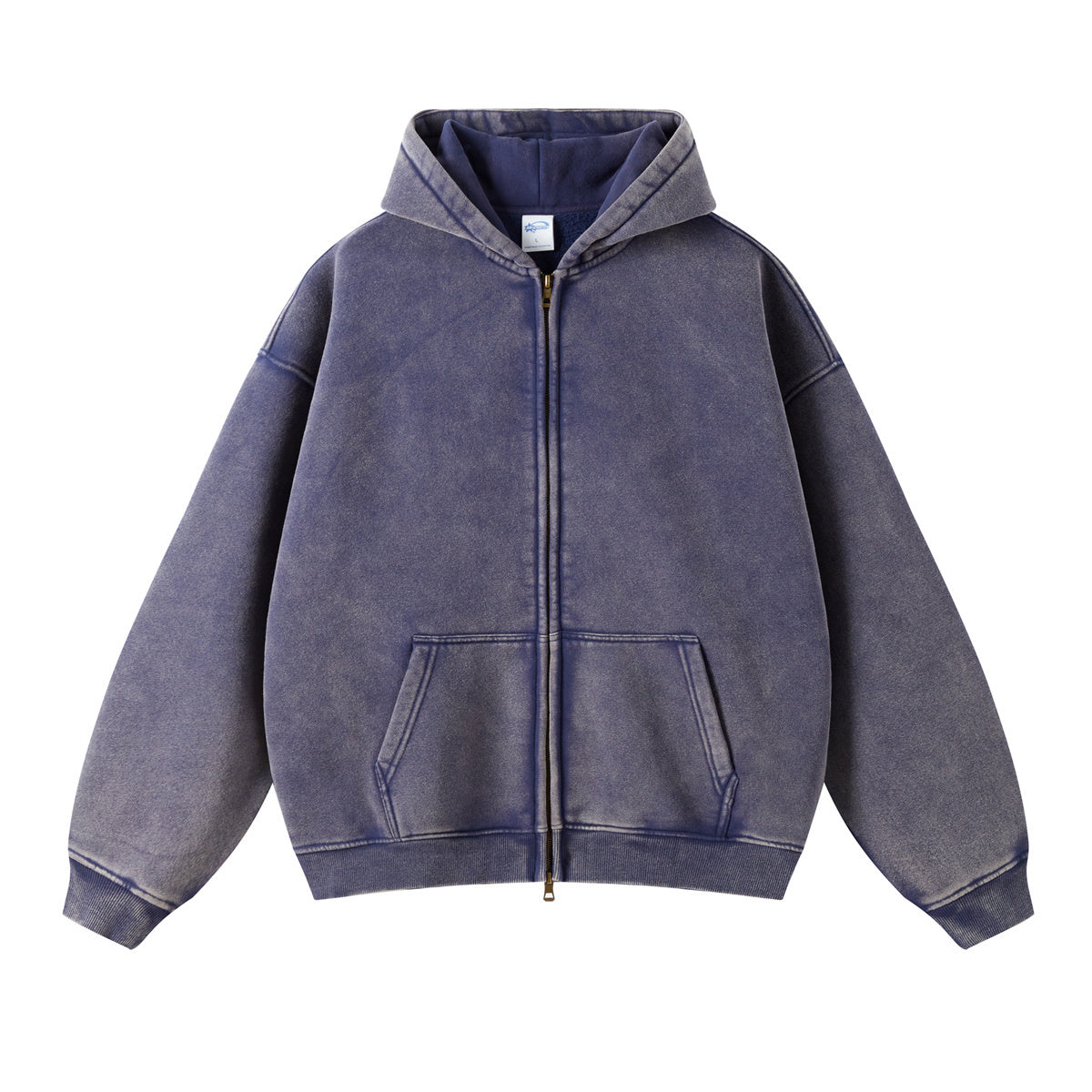 Unisex Washed Solid Zip-up Hoodies