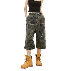 Women's High Waist Capri Jeans-(Camo)