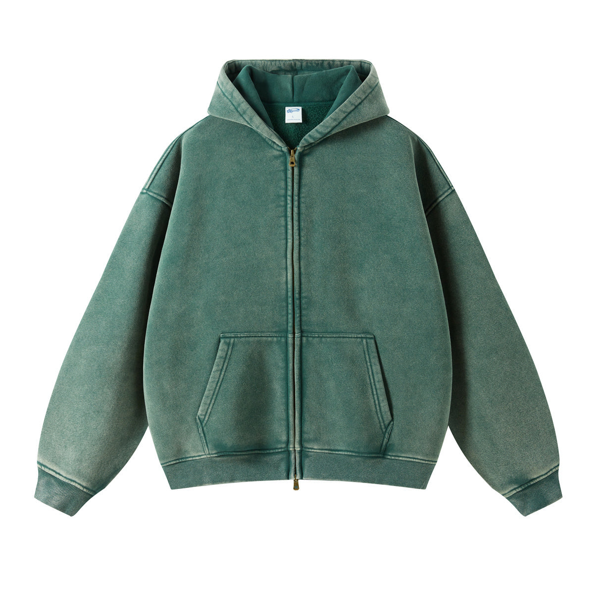 Unisex Washed Solid Zip-up Hoodies