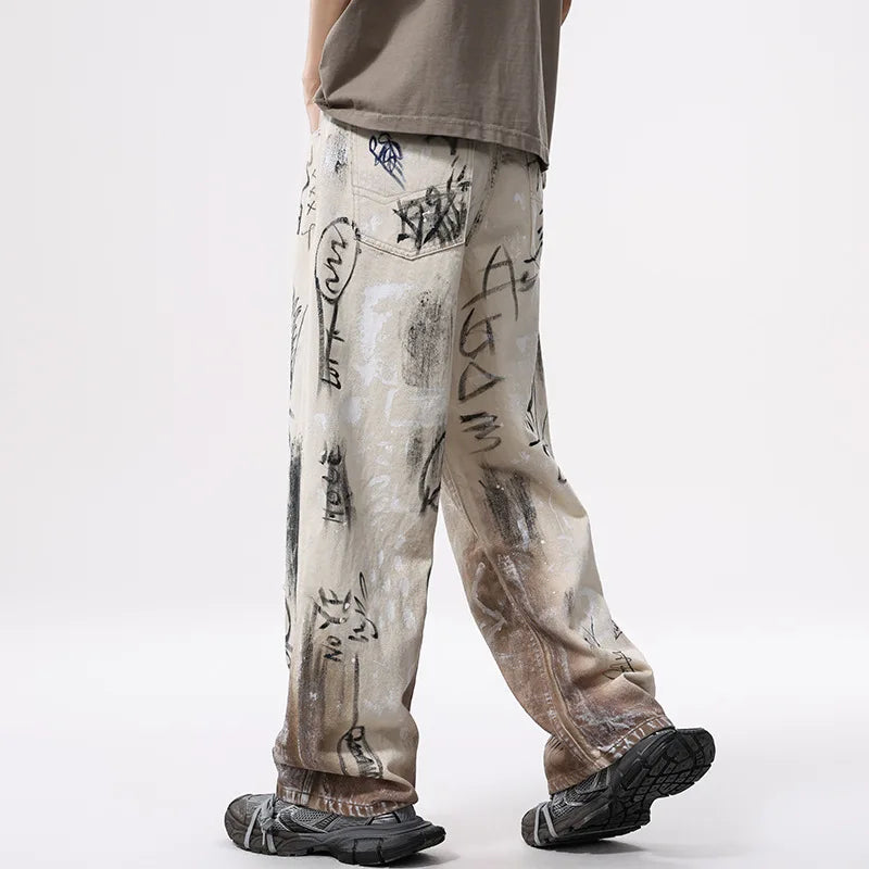 100% Cotton Straight Y2K Graphic Print Trousers