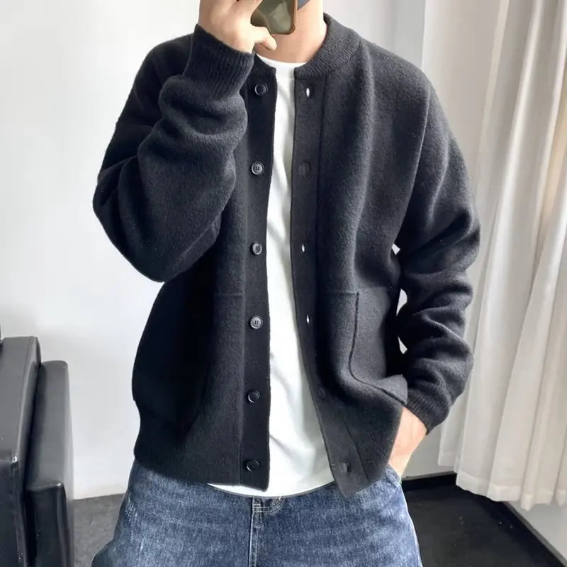 Cardigan Men's Knitted Round Neck Sweater
