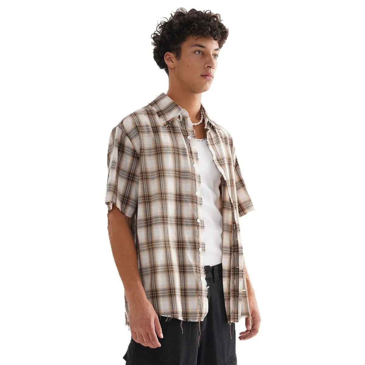 Men's Retro Plaid Short-Sleeved Shirt