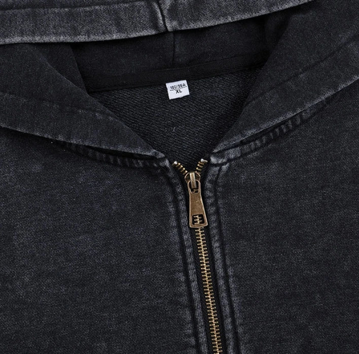 Acid Washed Zipper Hoodie