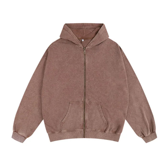 Acid Washed Zipper Hoodie
