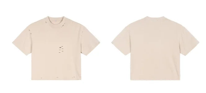 Vintage Distressed Cropped Style  100% Cotton Short Sleeved