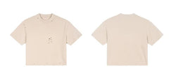 Vintage Distressed Cropped Style  100% Cotton Short Sleeved
