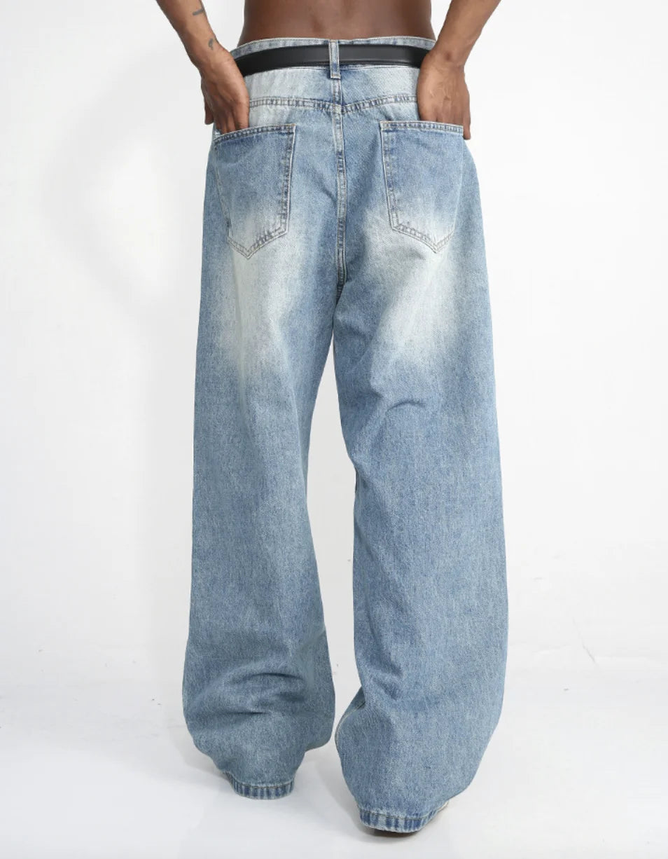 Men Baggy Blue Loose Fit Jeans