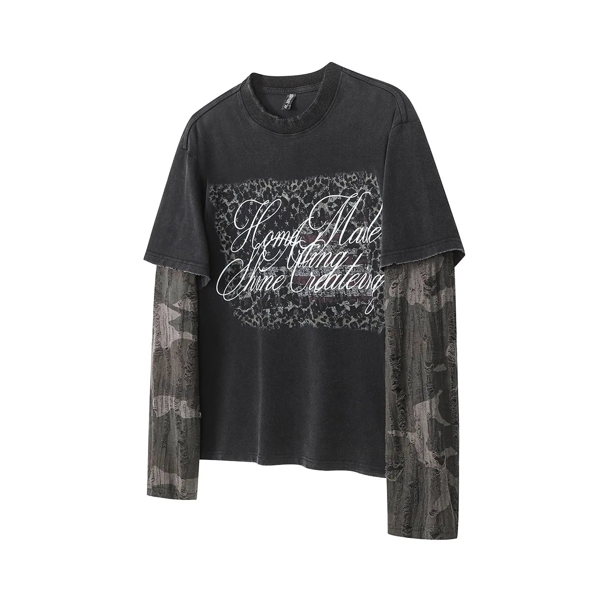 Long Sleeve Double Layer Distressed Sweatshirts