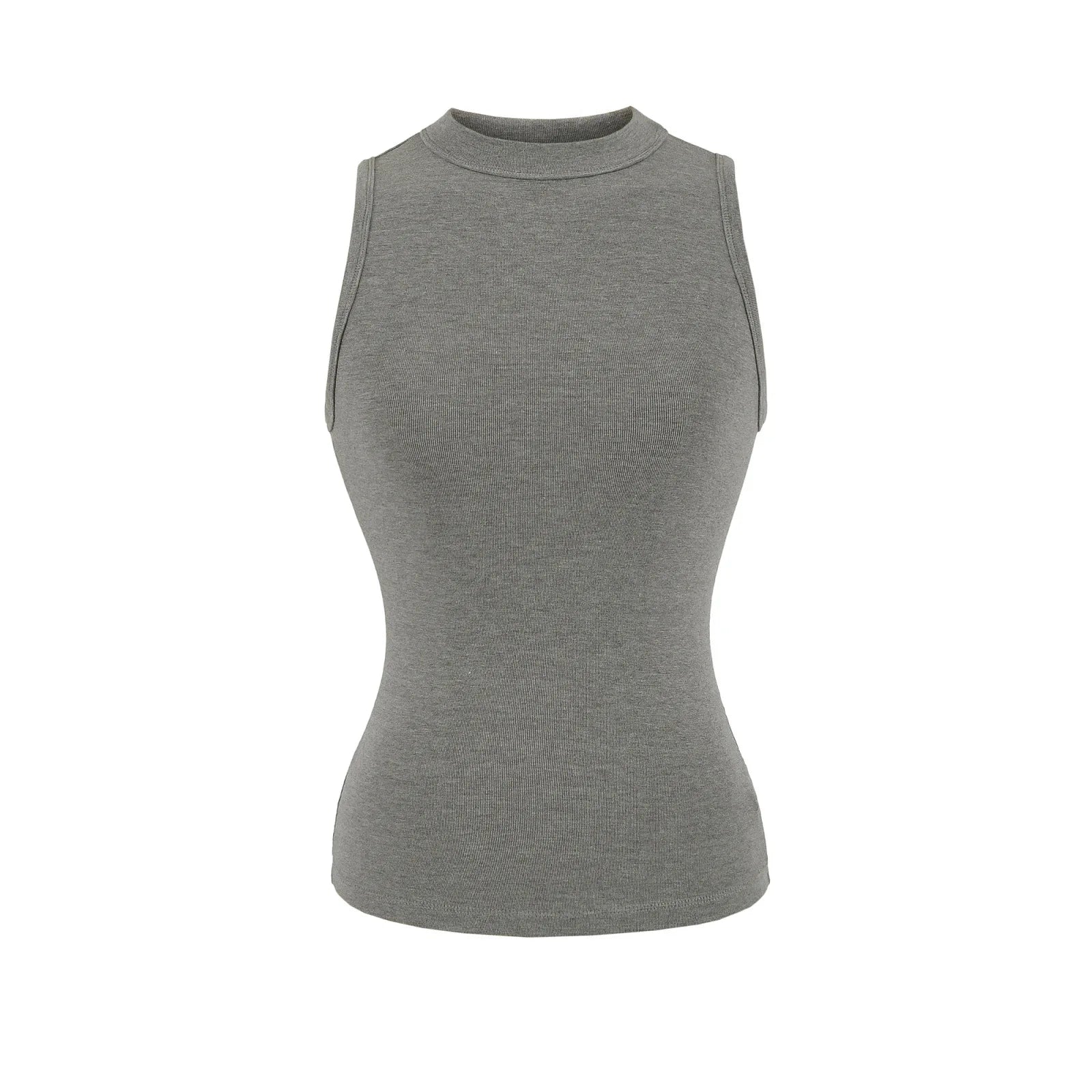Fashion Ladies Solid Ribbed Sleeveless Women Tank Top