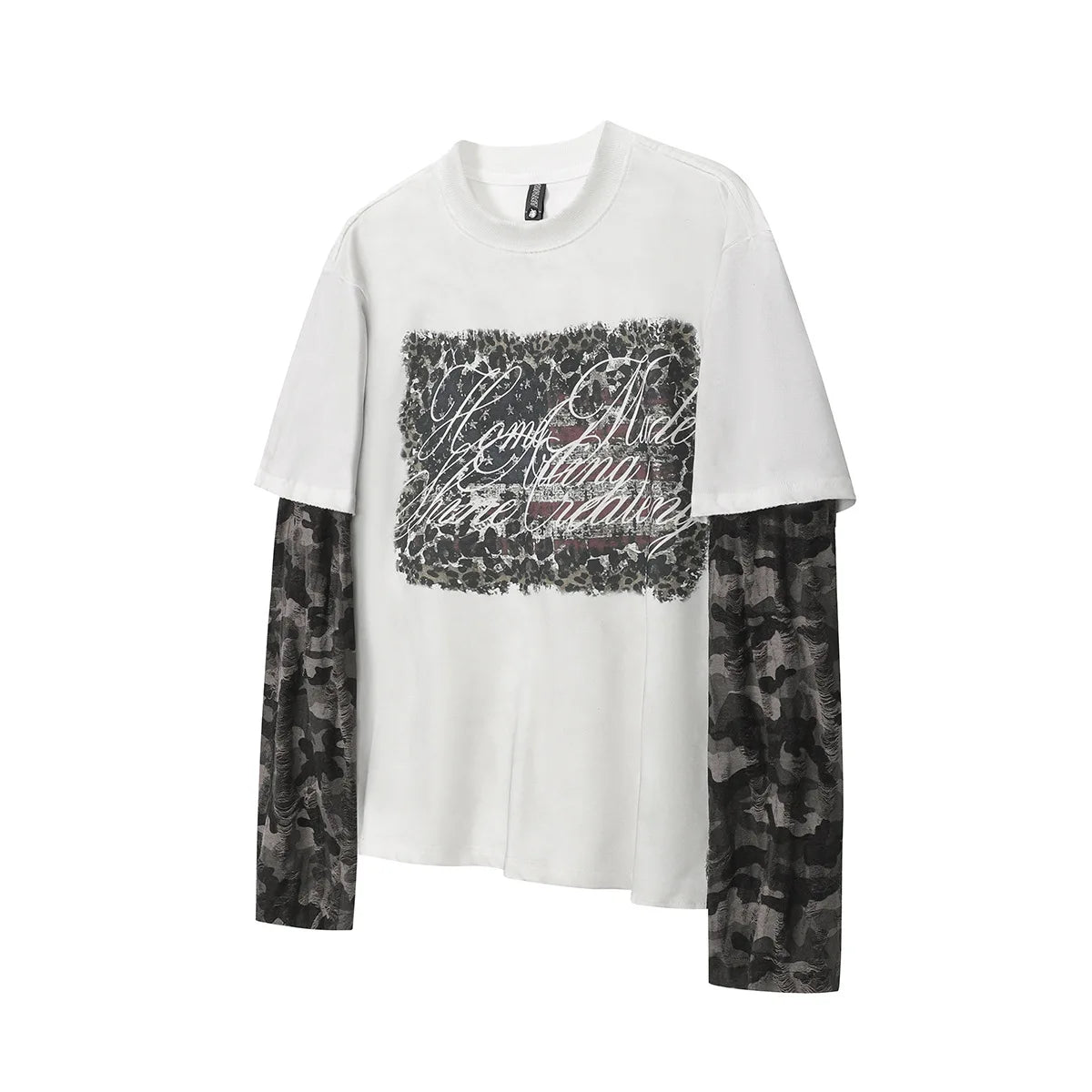 Long Sleeve Double Layer Distressed Sweatshirts