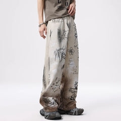 100% Cotton Straight Y2K Graphic Print Trousers