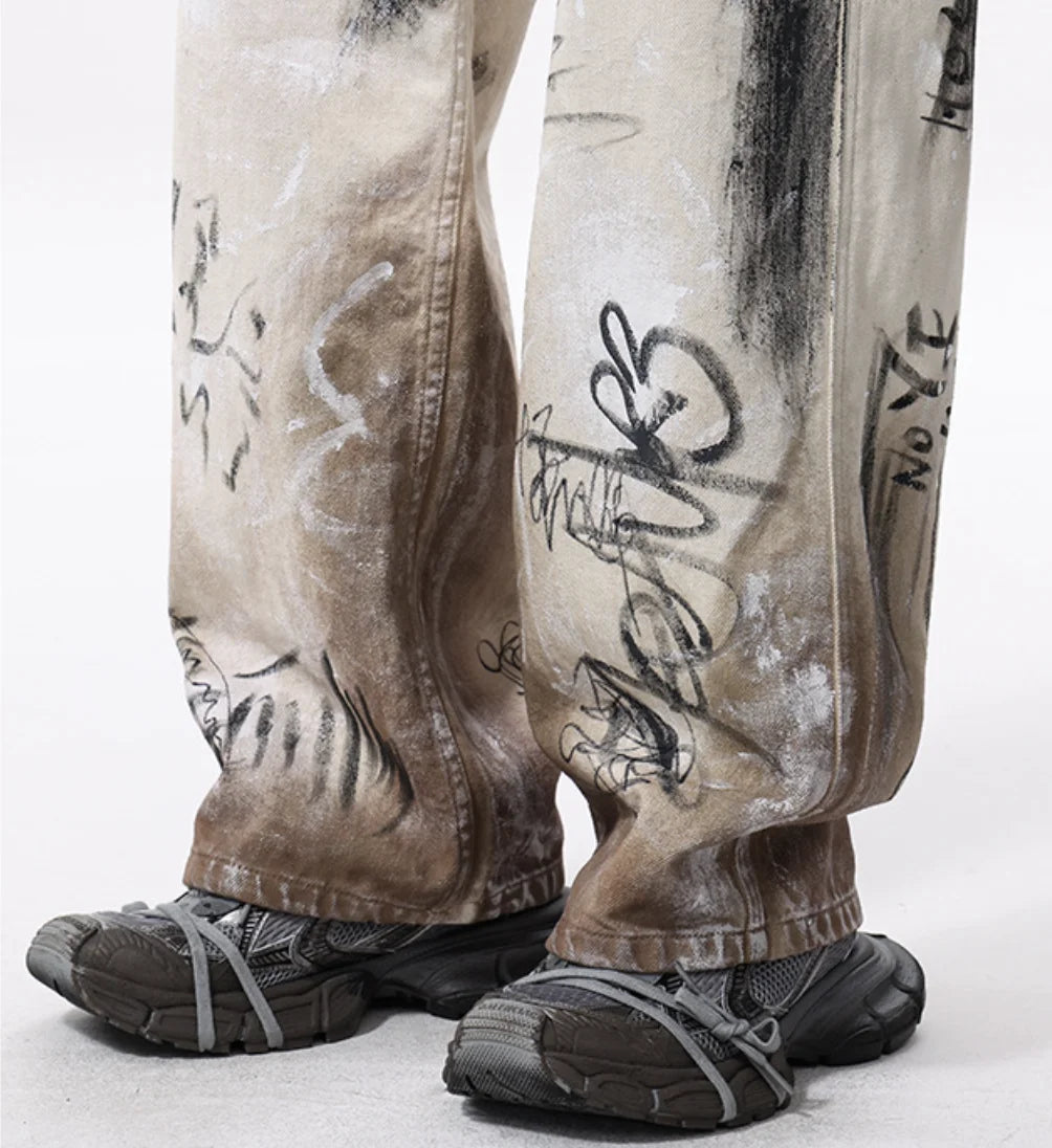 100% Cotton Straight Y2K Graphic Print Trousers