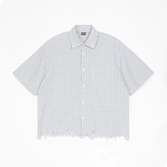 Summer Trendy Plaid Distressed Short-sleeved