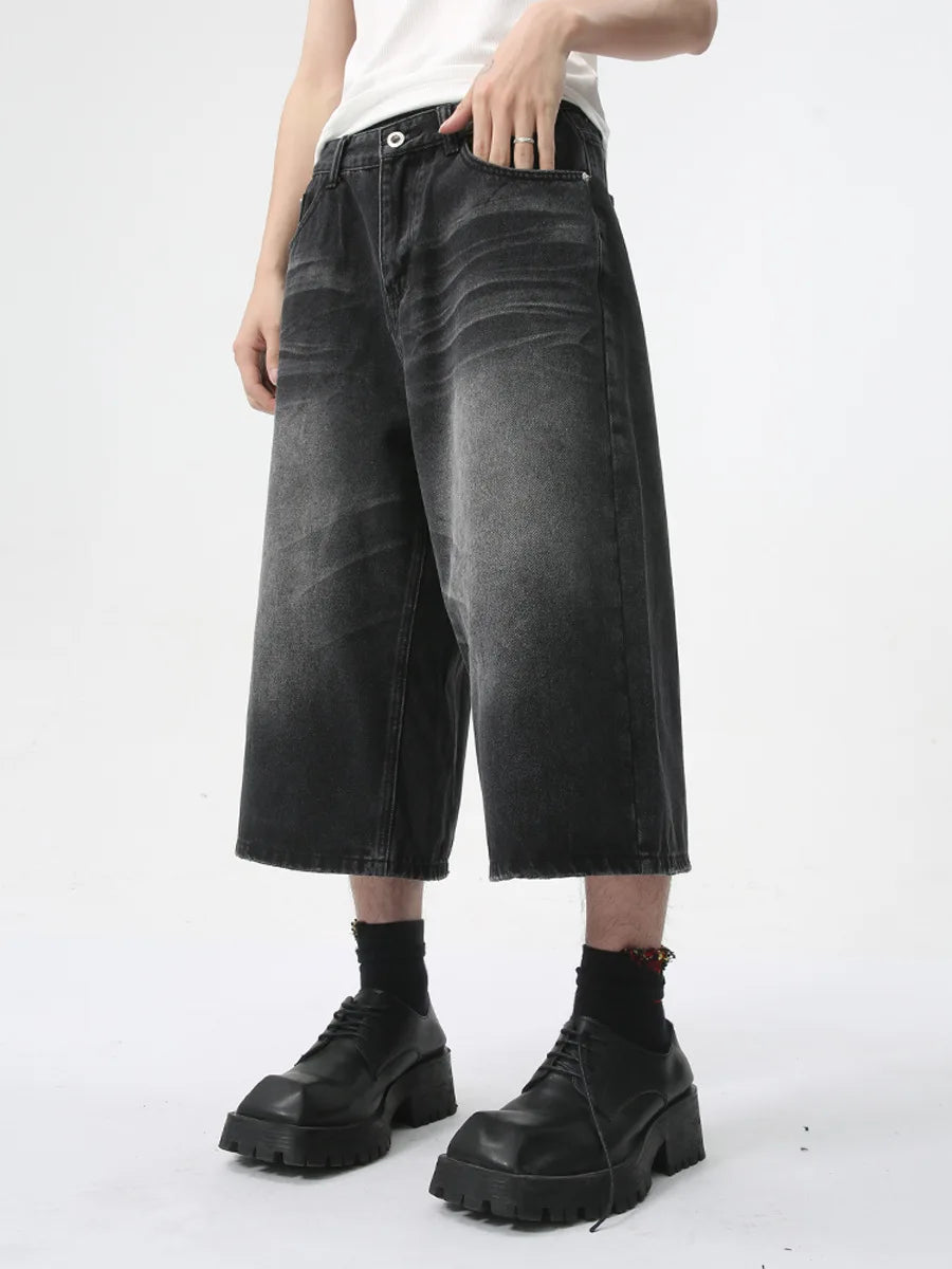 Washed Retro Denim Shorts