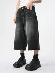 Washed Retro Denim Shorts