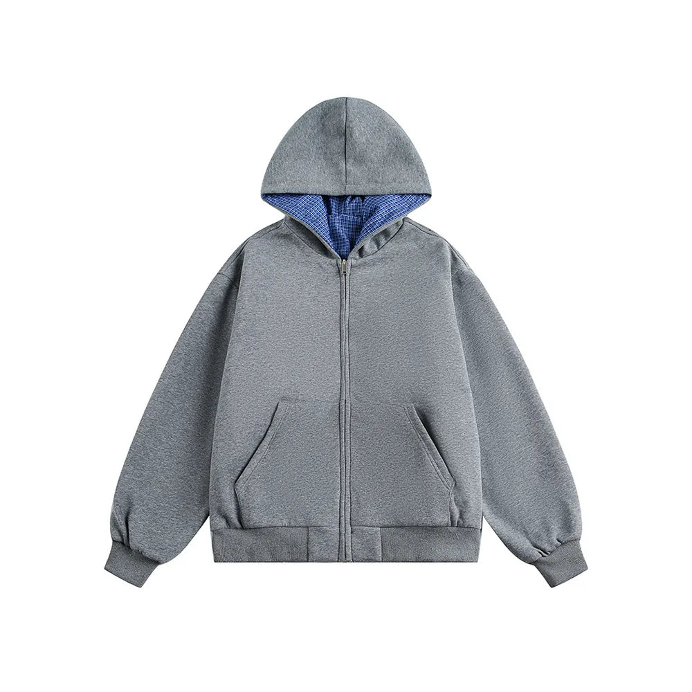 Plaid Reversible Boxy Fit Hoodie