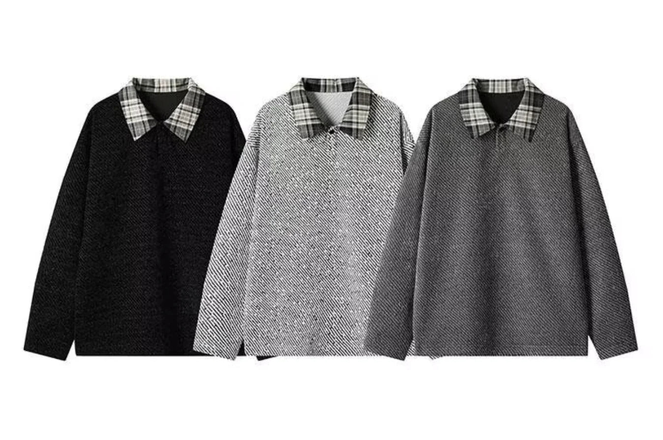 Retro Regular Fit American Style Turn-down Collar Long-Sleeve