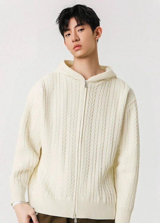 Casual Outerwear Jacquard Zipper Coat