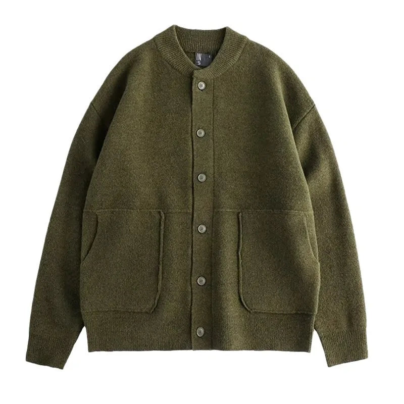 Cardigan Men's Knitted Round Neck Sweater