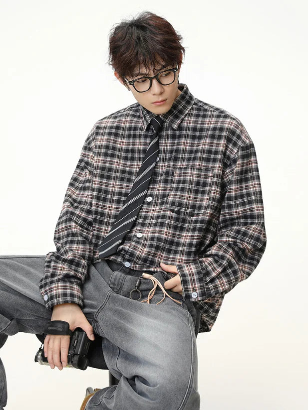 Men's  Plaid Long-Sleeved Shirt
