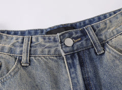 Distressed Wide-leg Denim Shorts