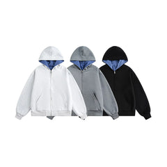 Plaid Reversible Boxy Fit Hoodie