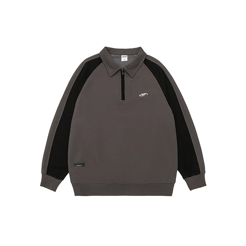 Half Zip Sweatshirt Polo Collar Long Sleeve