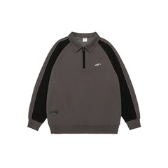 Half Zip Sweatshirt Polo Collar Long Sleeve