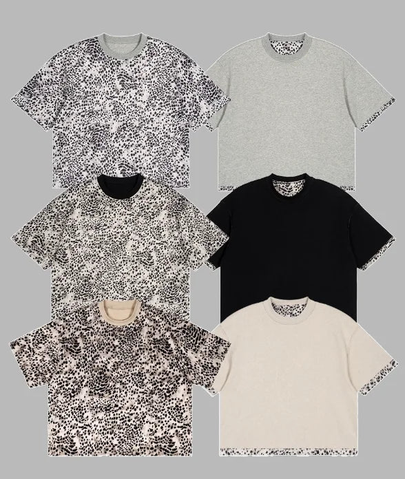 240gsm Double-sided Leopard Print Short-sleeved