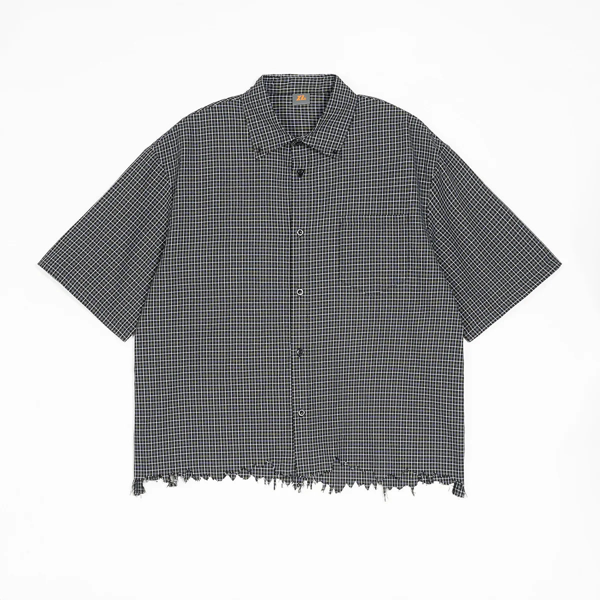 Summer Trendy Plaid Distressed Short-sleeved