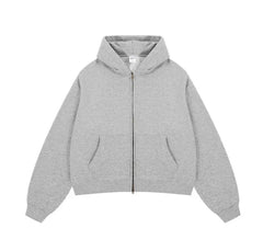 Boxy Fit Solid Color Cropped Hoodies