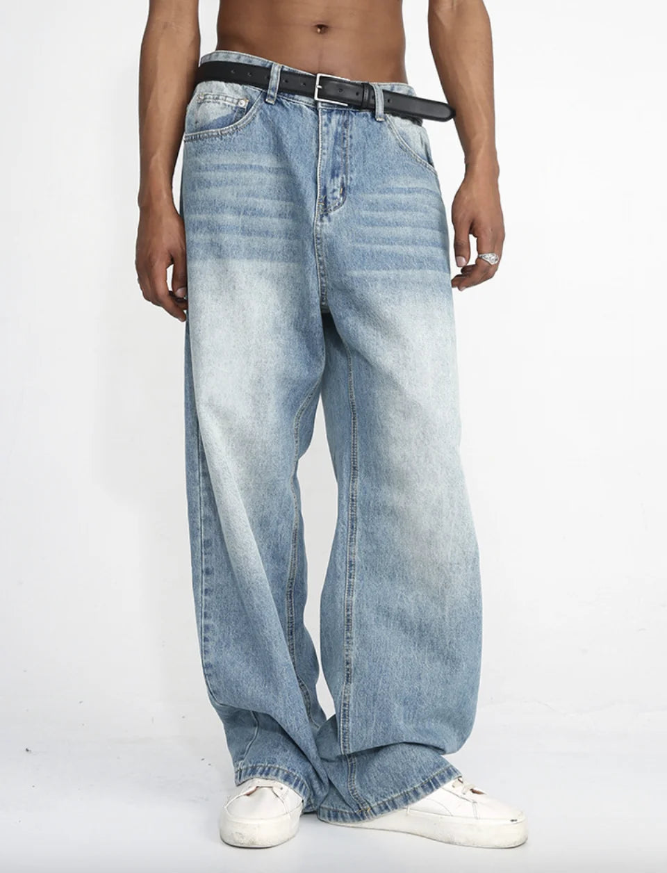 Men Baggy Blue Loose Fit Jeans