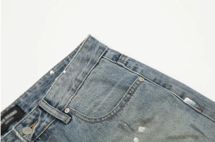 Baggy Flared Splash-Ink Design Jeans