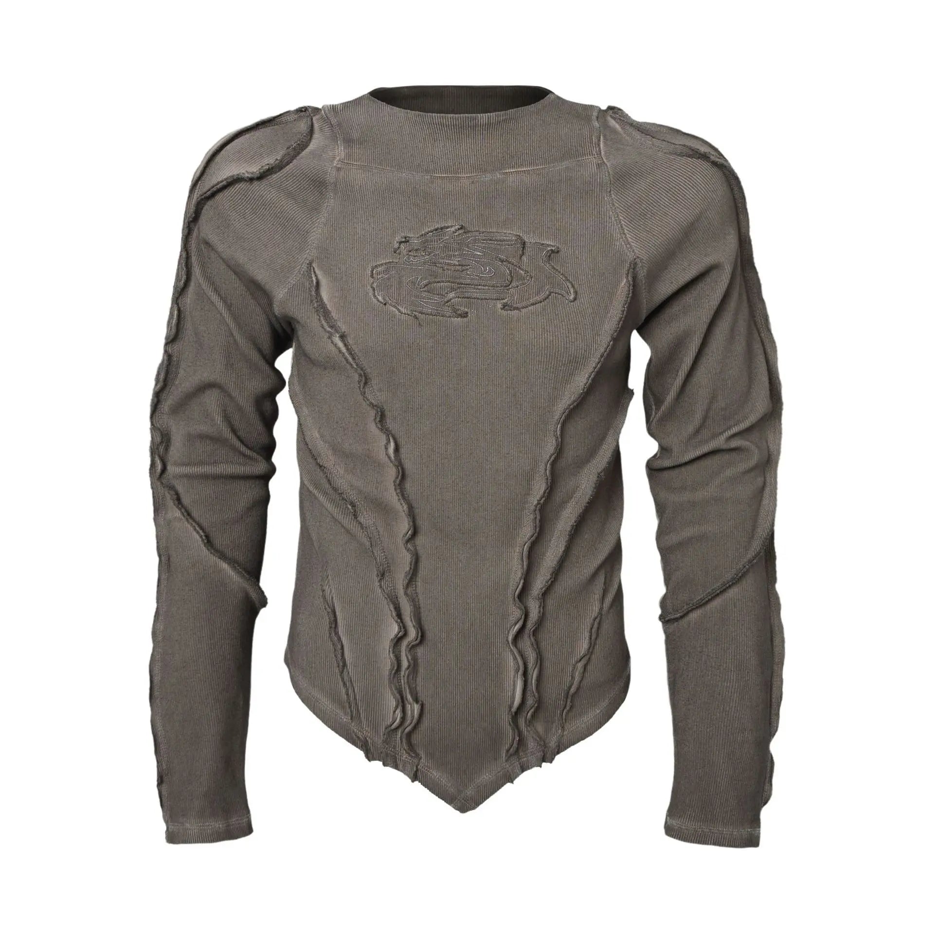 Vintage Sun Faded Slim Fit Applique Distressed Long Sleeve