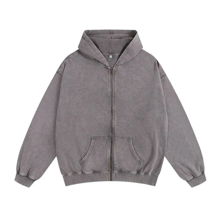 Acid Washed Zipper Hoodie